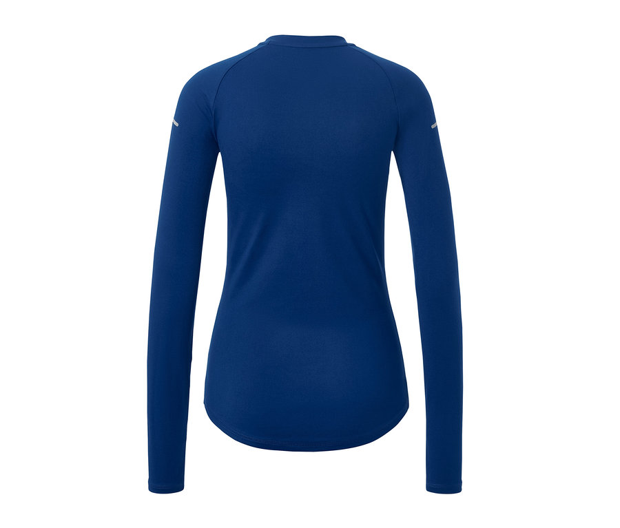 Blaues Langarm-Funktionsshirt von hinten.
