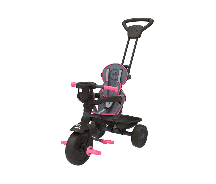 Schwarzes TP Toys 4-in-1-Dreirad »Panther« mit rosa Details.