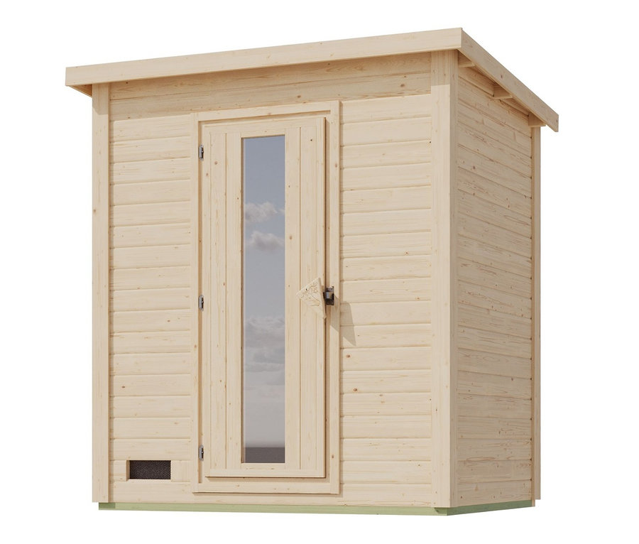Karibu Sauna »Elli 1« aus Holz mit Glastür.