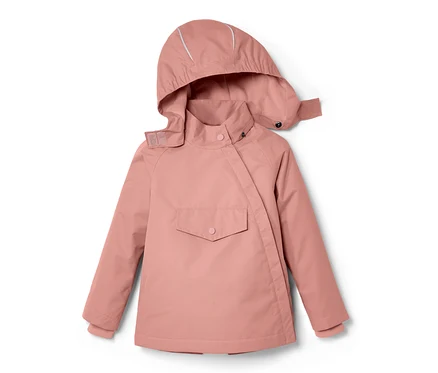 Rosa Kleinkind Thermo-Regenjacke mit Kapuze.