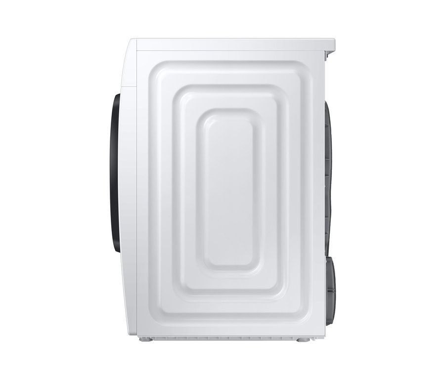 Detailansicht der Seite eines weißen Wäschetrockners. Samsung Wärmepumpentrockner DV9ETA040AE/EG, A++ (von A+++ bis D), 9 kg