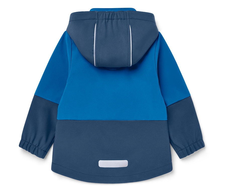 Blau-dunkelblaue Jacke mit Kapuze von hinten.