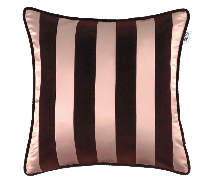 Gestreifter SCHÖNER WOHNEN-Kollektion Dekokissenbezug »AVENUE« in Braun- und Rosatönen.