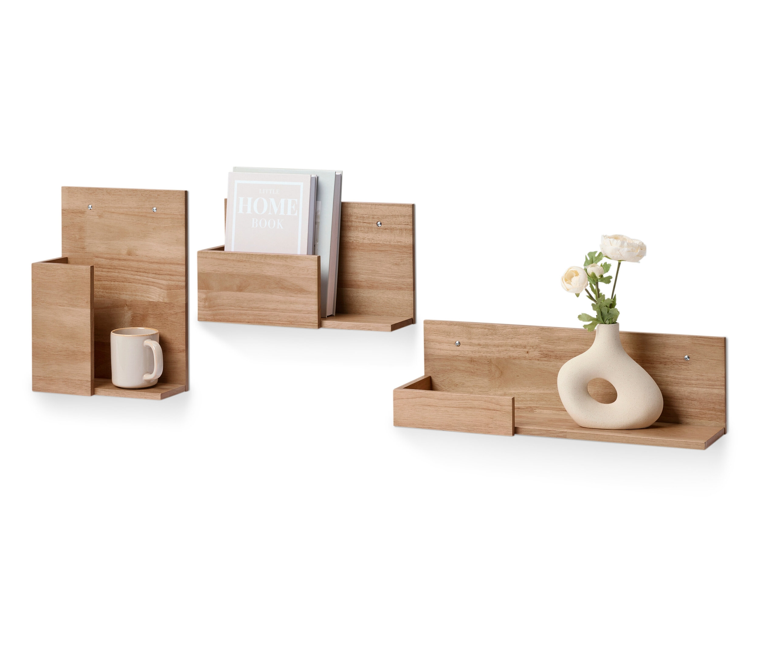 Tchibo - 3er-Regal-Set aus Massivholz - 1x15x50cm - naturfarben -