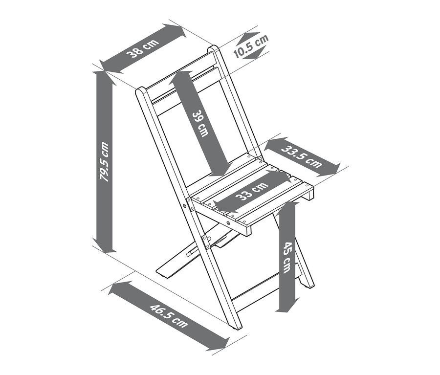 Abbildung des Balkon-Dining Sets »Lenja« mit Regal mit den dazugehörigen Massangaben.