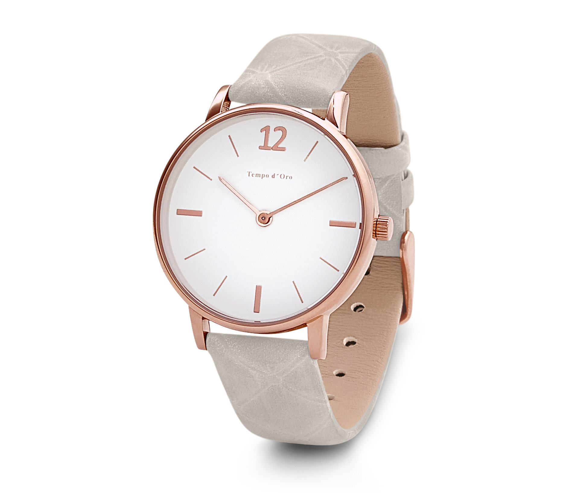Armbanduhr mit Lederband - grau - grau