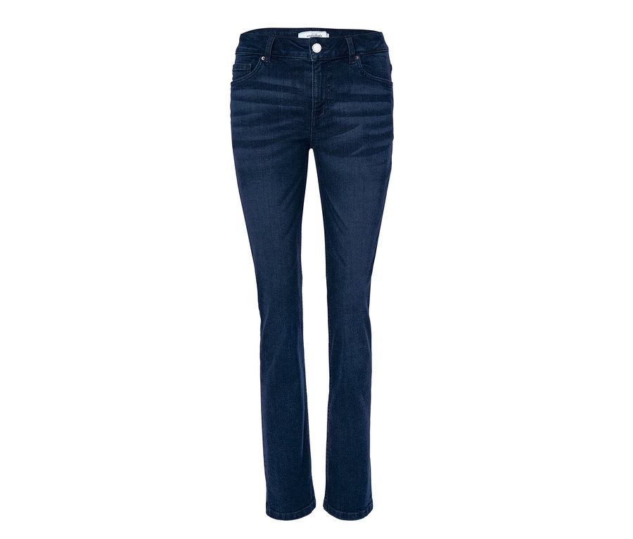 Dunkelblaue Straightfit-Jeans.