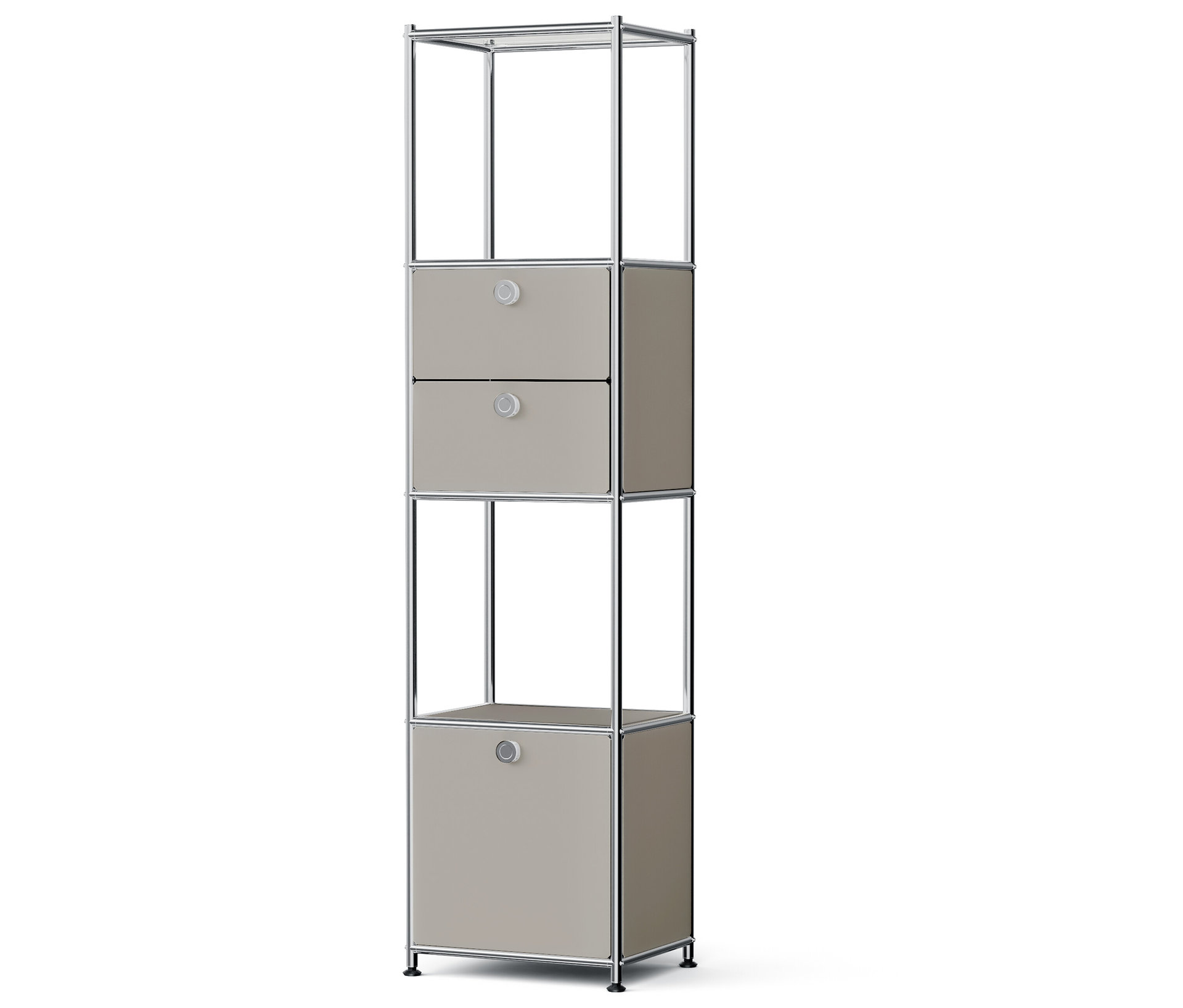 Tchibo - Metall-Regal »Cn3 Slim Line« mit 2 versetzbaren Schubladen und 1 versetzbaren Klappe - 40x30,5x158,5cm - hellgrau -
