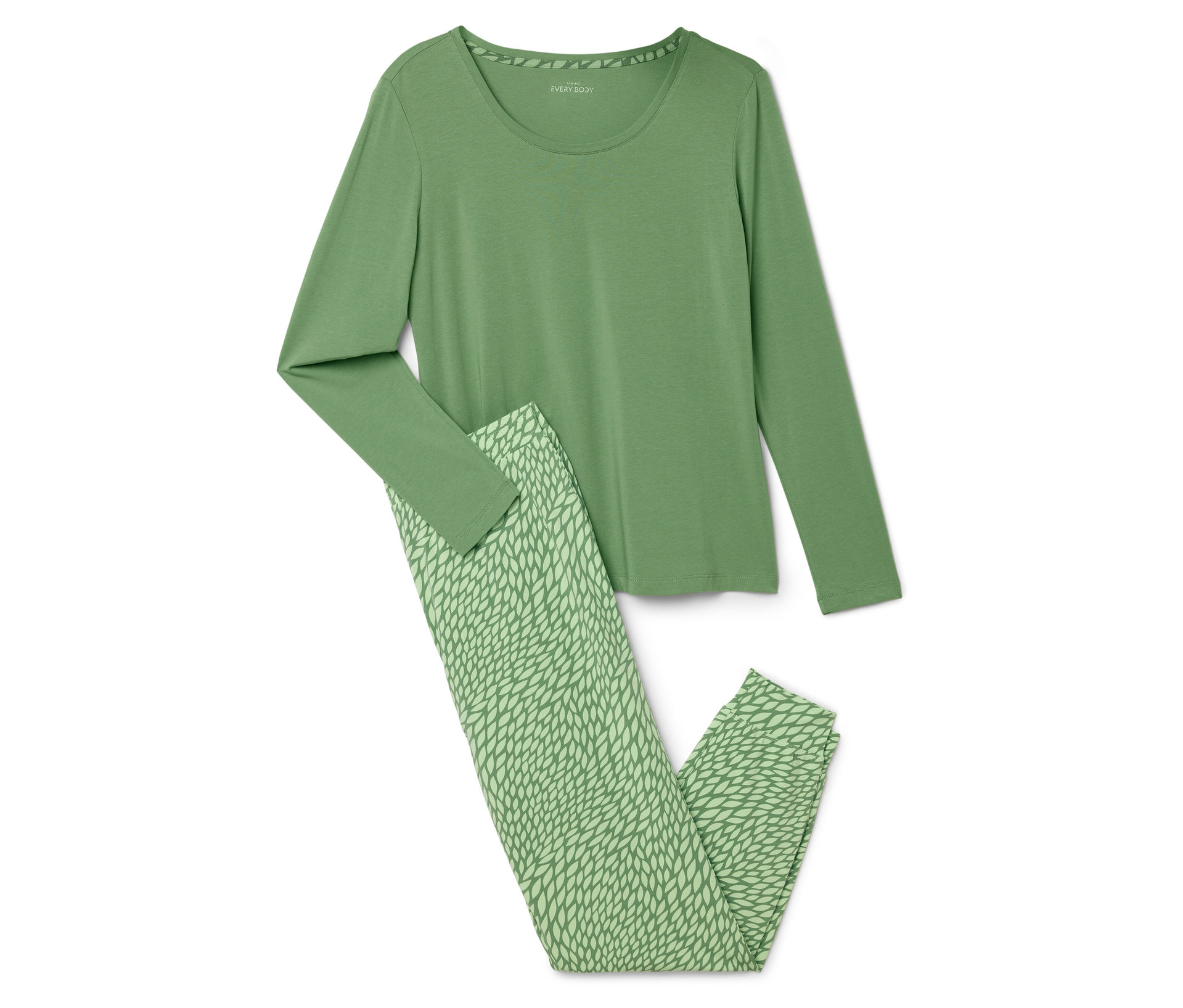 Pyjama - Damen - Gr. XXL - grün/print - grün