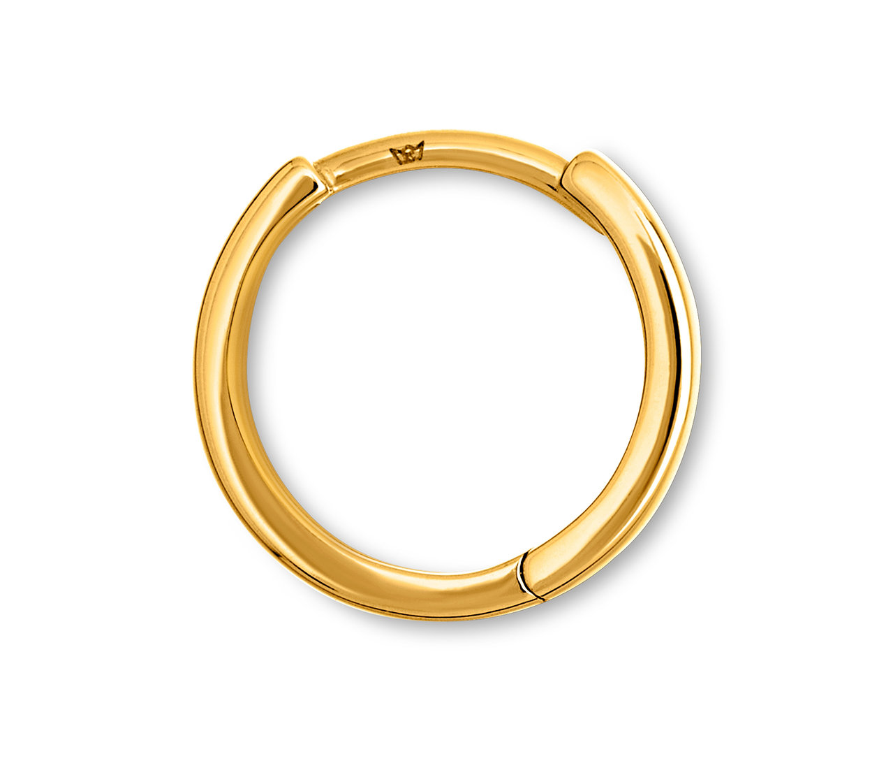 Detailaufnahme eines goldenen Creolen-Ohrrings.