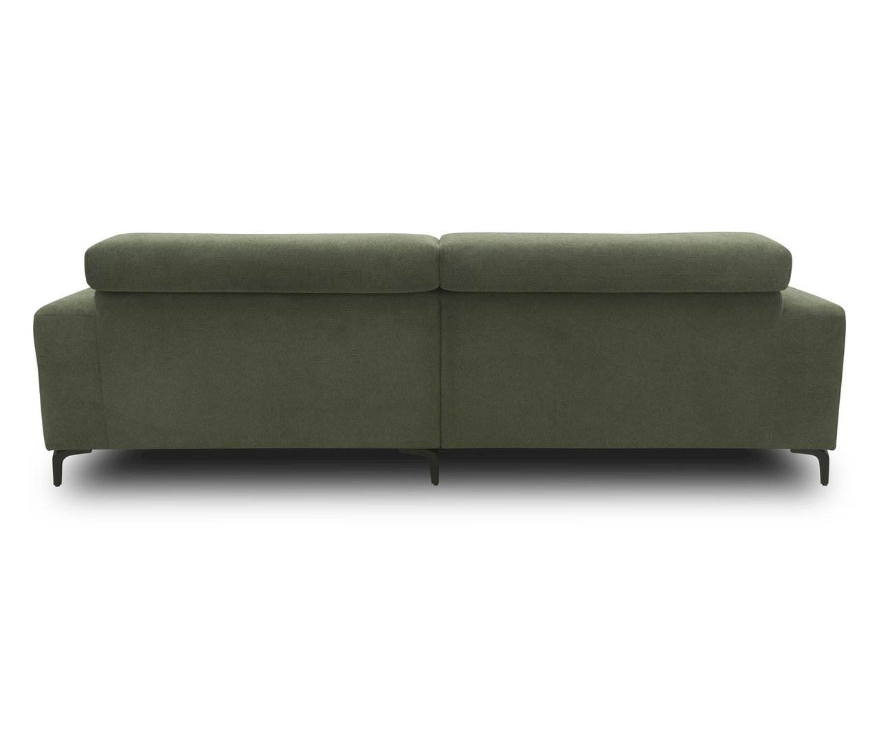 Rückansicht des DOMO collection Sofas, grün rechts.