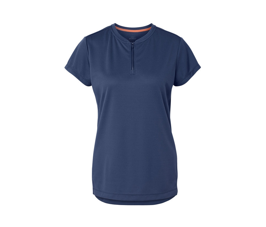 Dunkelblaues Half-Zip-Sportshirt.