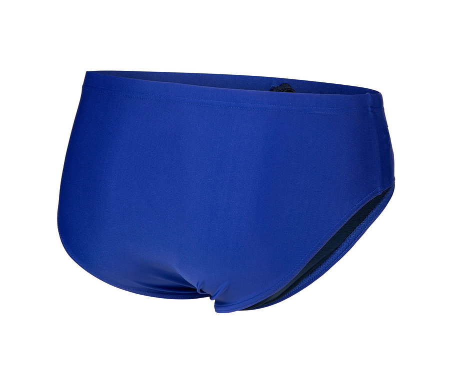 Detail der blauen arena Badehose Slip Zip.