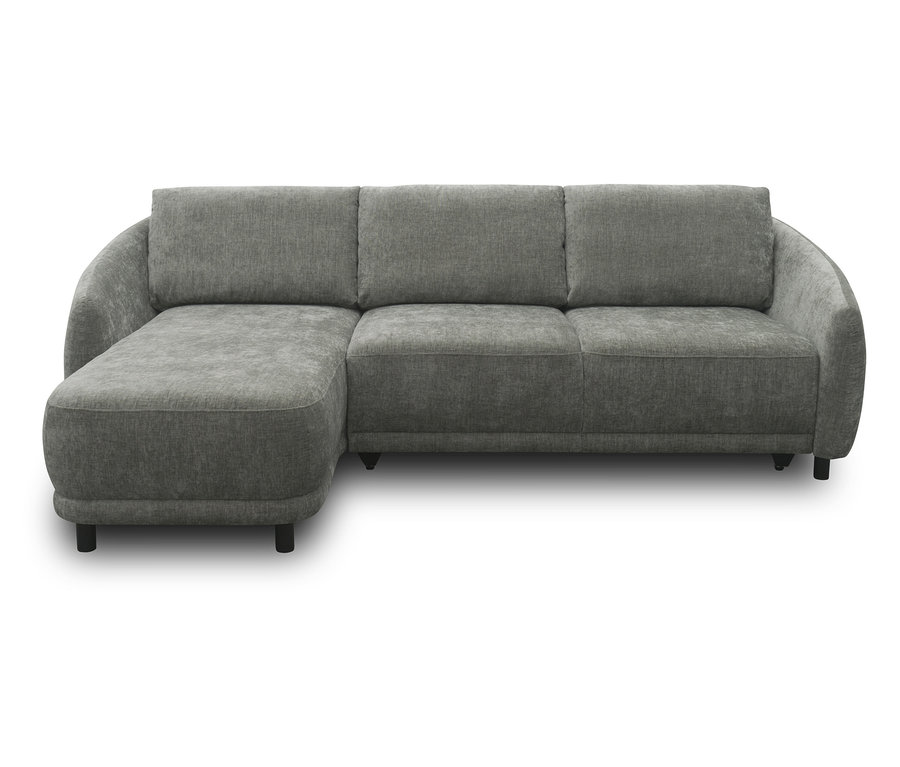 Graues DOMO Ecksofa Longchair, linksbündig.