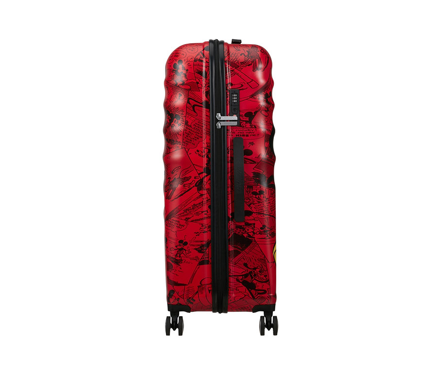 Roter American Tourister Wavebreaker »Mickey Mouse«, groß, mit schwarzen Details.