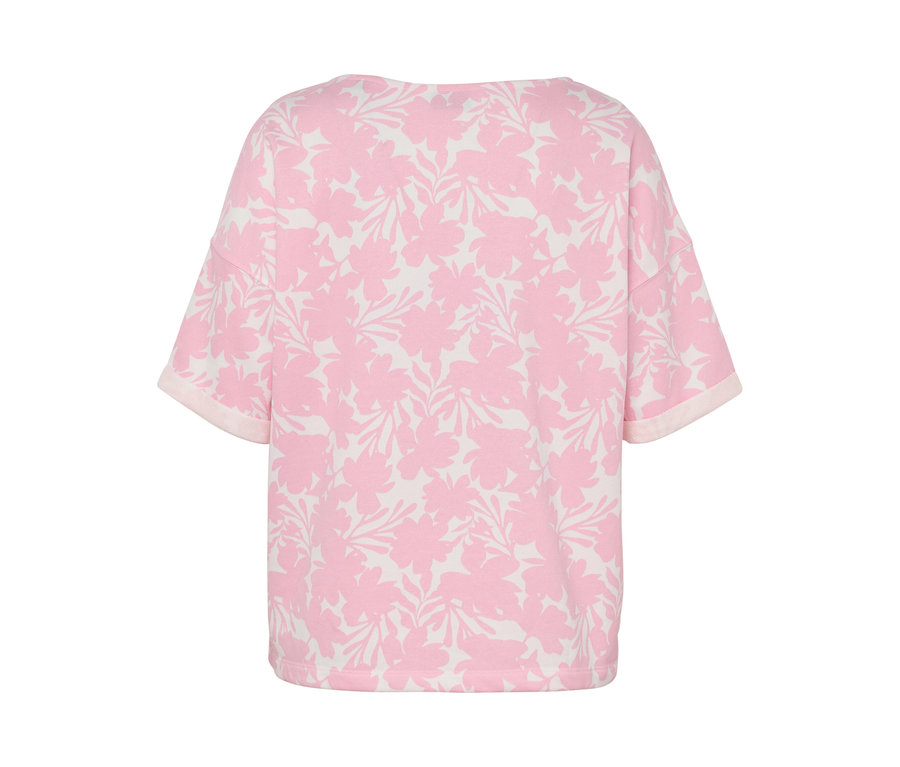 Rosafarbenes Sweatshirt mit Blumendruck.
