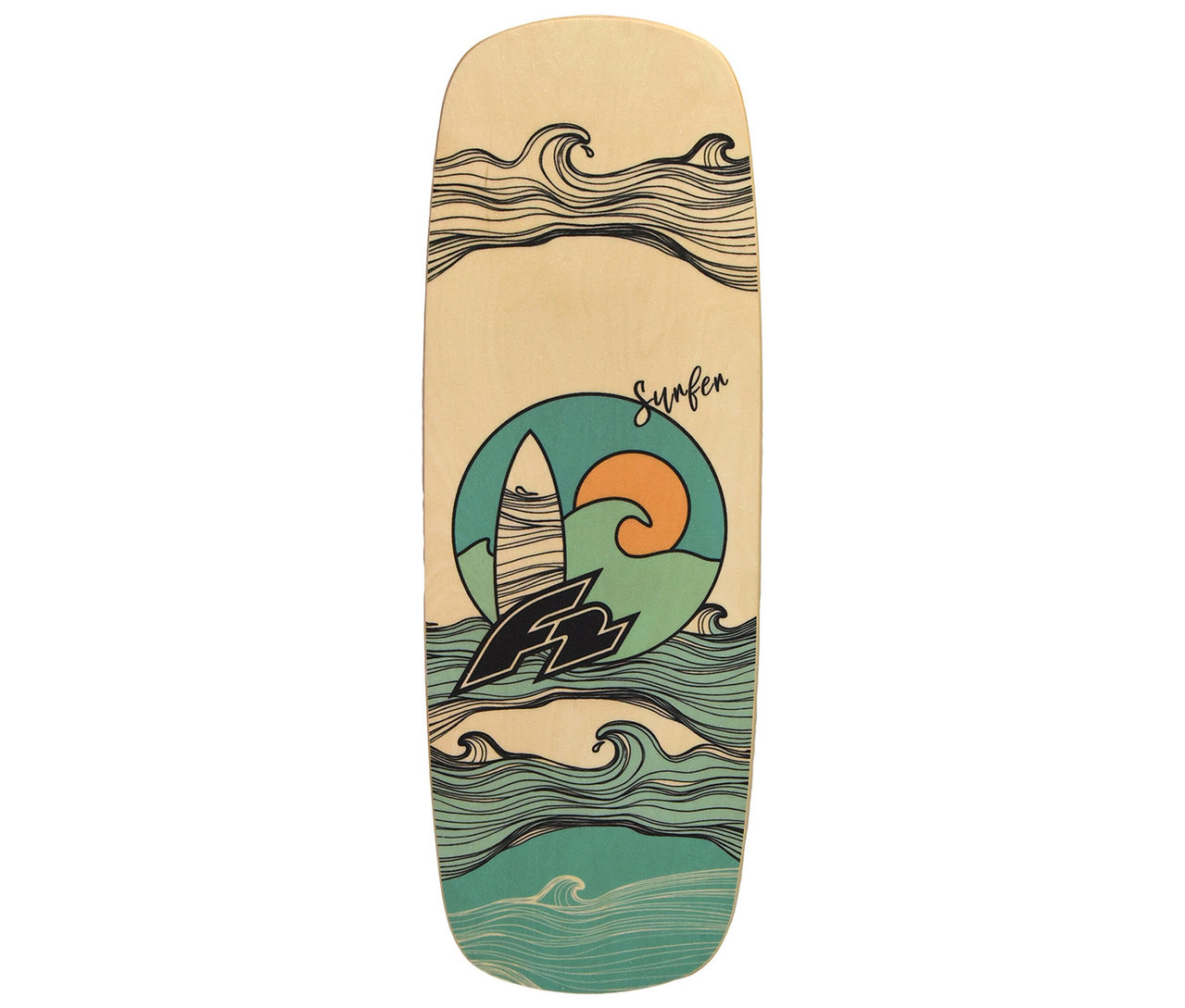 F2 Balance Board Set Pill mit Korkrolle mit Surfbrett Motiv.