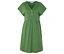 Ein grünes Kleid mit V-Ausschnitt und Knöpfen.