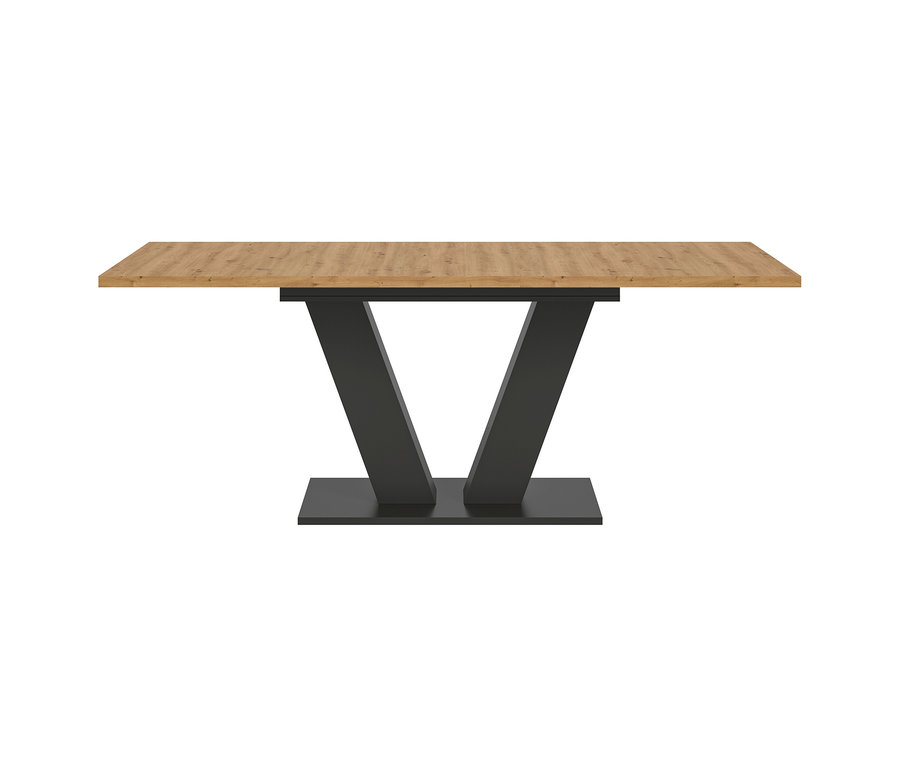 Rechteckiger xonox Esstisch »Kinetic« mit heller Holzplatte und dunklem V-Fuß.