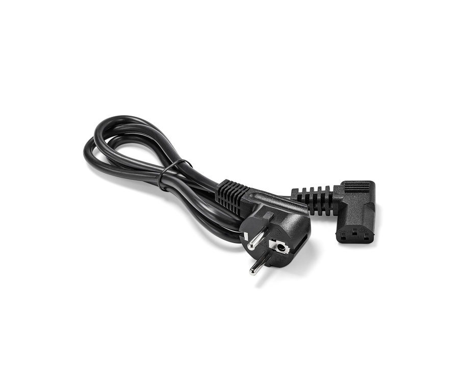 Schwarzes Netzkabel für Tchibo Vollautomaten auf weißem Hintergrund.