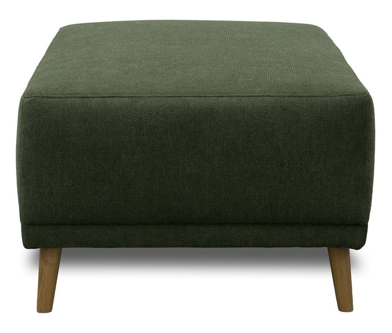 Grüner DOMO Hocker Malmö mit Holzbeinen.