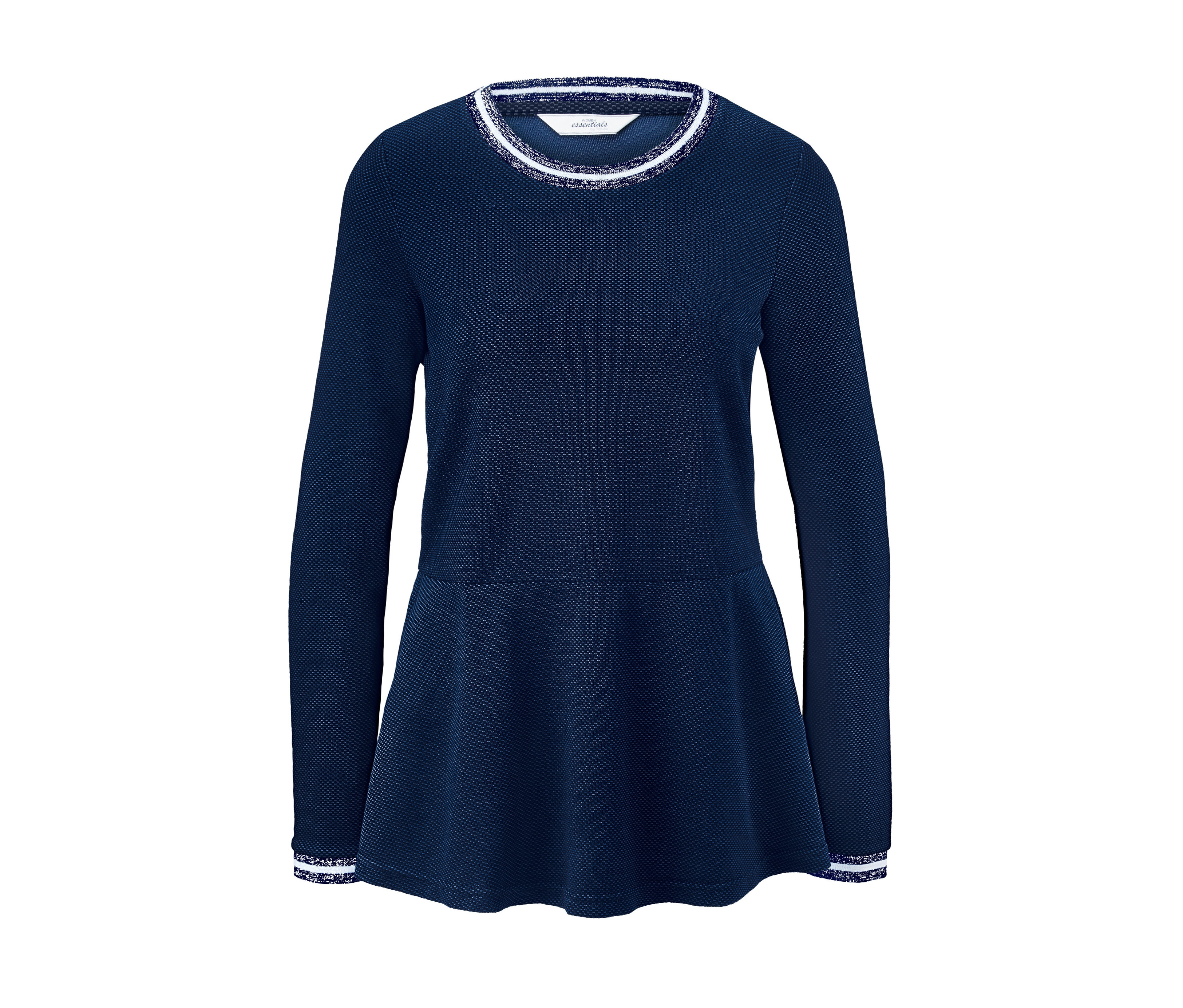 Dunkelblaues Sweatshirt mit Volant.