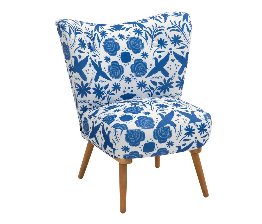 Max Winzer® Cocktailsessel »Jack«, blau-weiß mit Blumenmuster.