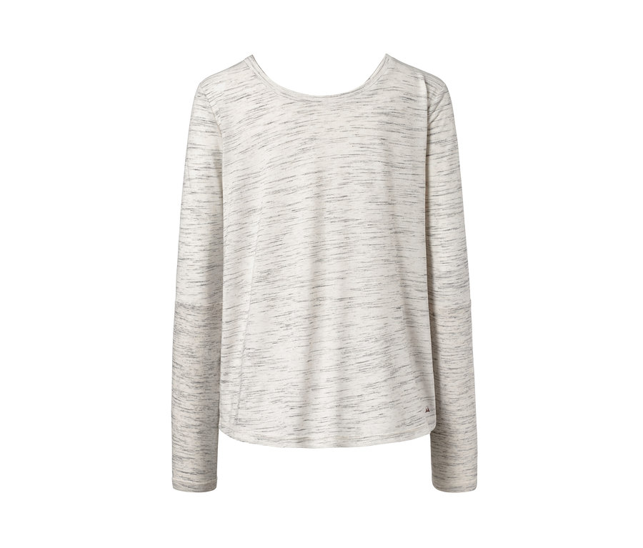 2-in-1-Sportshirt, beige meliert und dunkelrot.