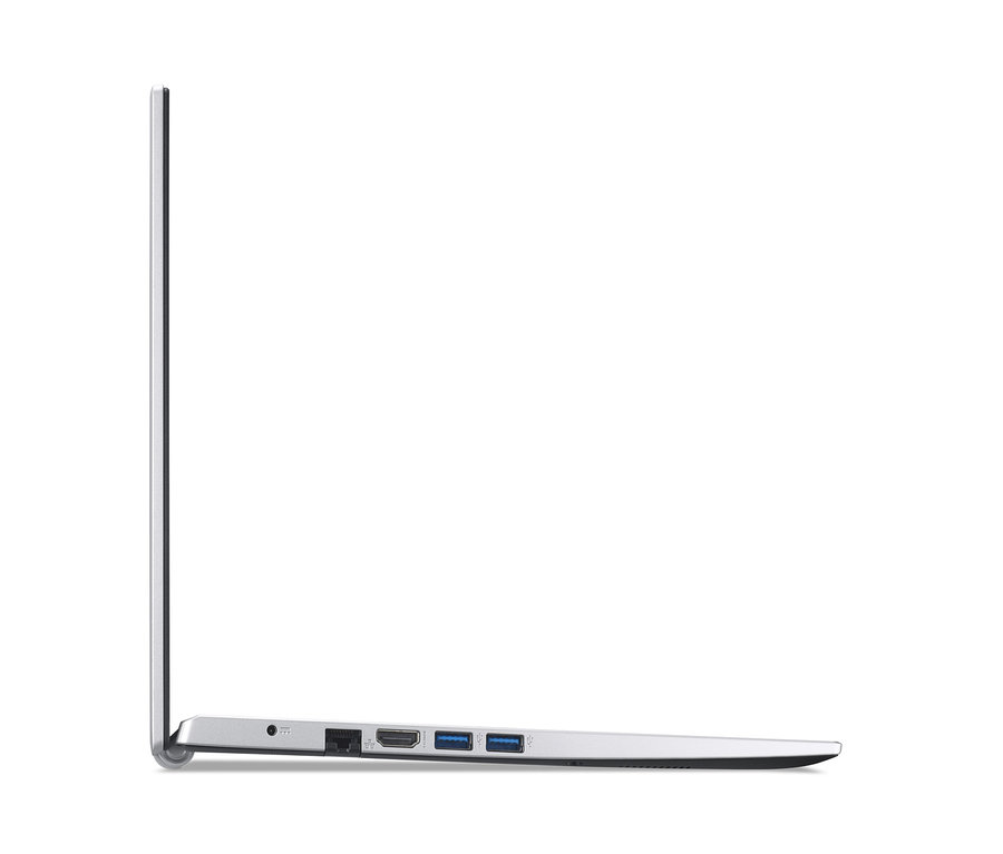 Seitenansicht eines silbernen Notebooks. Acer Aspire Notebook »A317-53-3209« ist sichtbar.