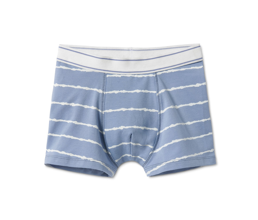 Ein Paar blaue Jungen-Slipboxer mit hellen horizontalen Streifen, 3er Pack