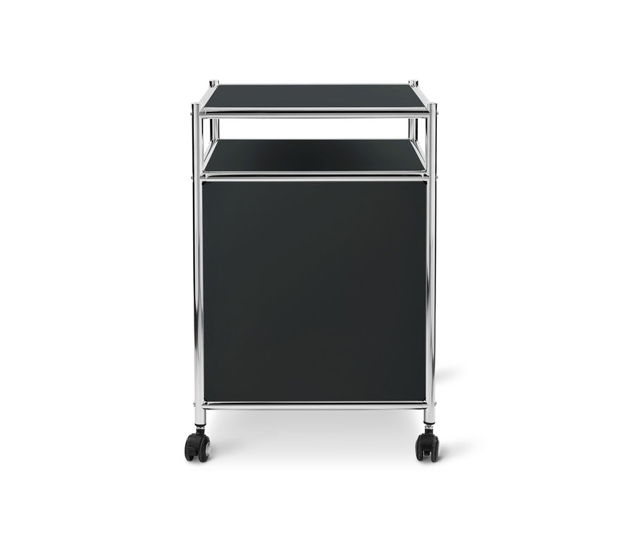 Schwarzer Rollcontainer Metall »CN3« mit Klappe.