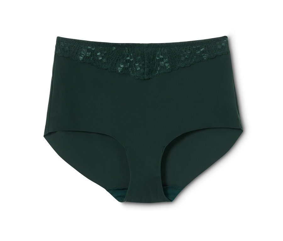 Dunkelgrüne Highwaist-Panty mit Spitze.