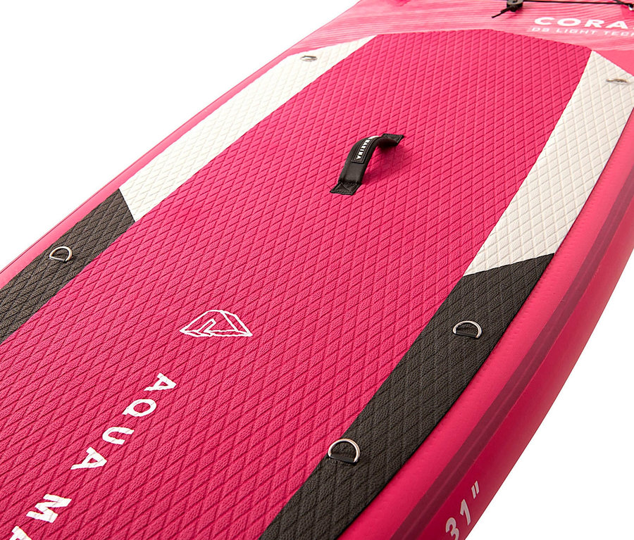 Detailaufnahme eines pinkfarbenen Aqua Marina SUP-Boards »Coral«.