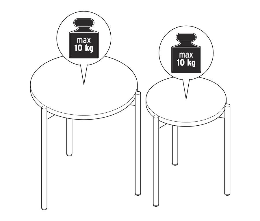 Illustration von zwei runden Beistelltischen. Beistelltisch-Set, 2er, rund.