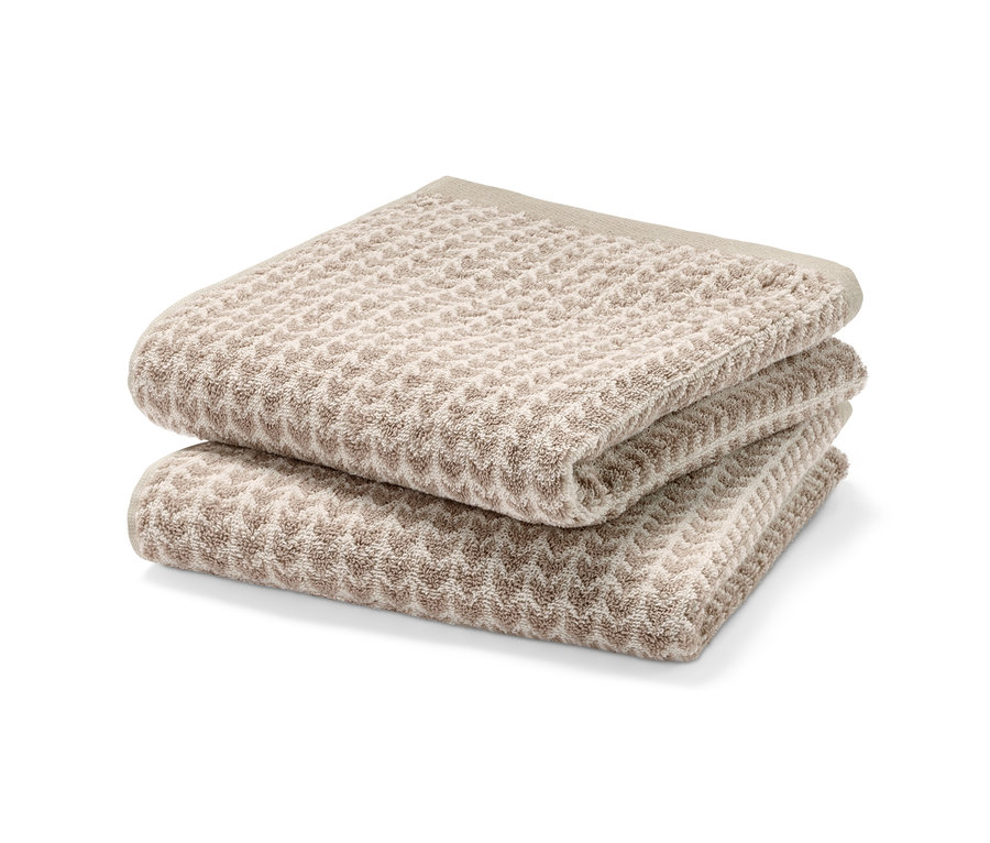 Stapel aus 2 Premium-Handtüchern, beige.