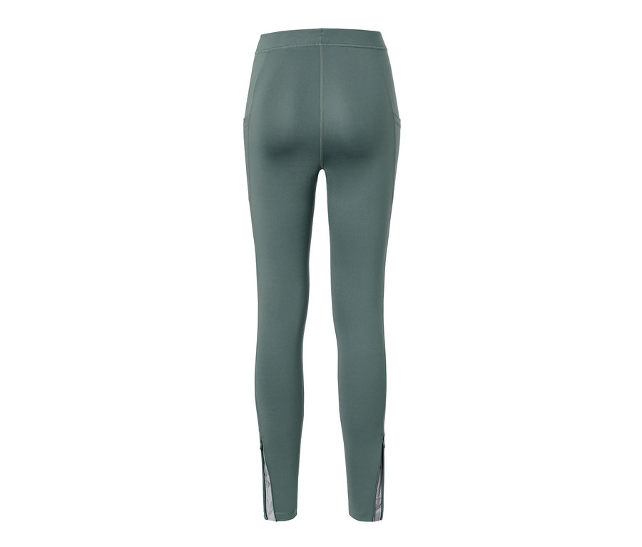 Rückansicht einer Thermo-Lauftight in Salbeigrün.