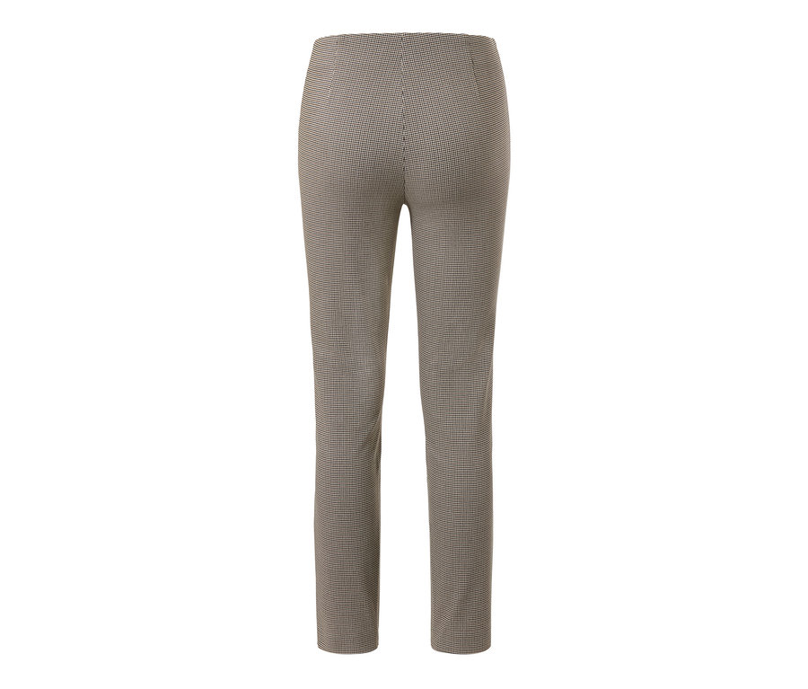 Detailansicht von hinten einer Stretchhose mit Hahnentrittmuster.