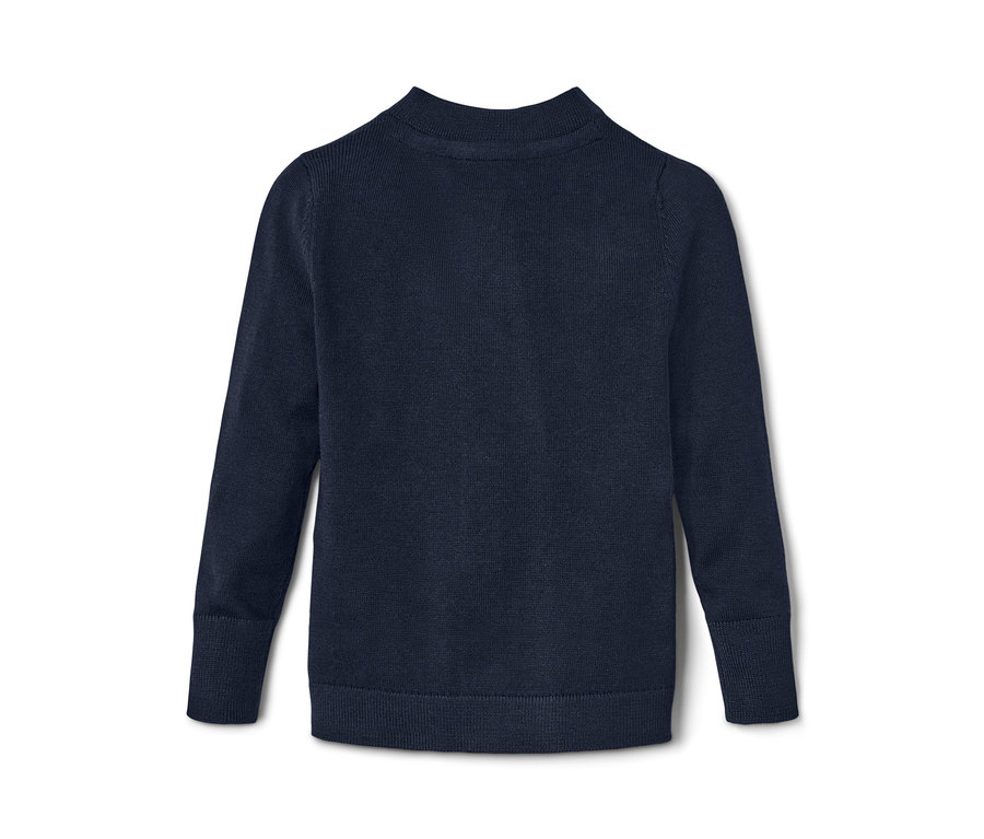 Dunkelblaue Kleinkinder-Strickjacke.
