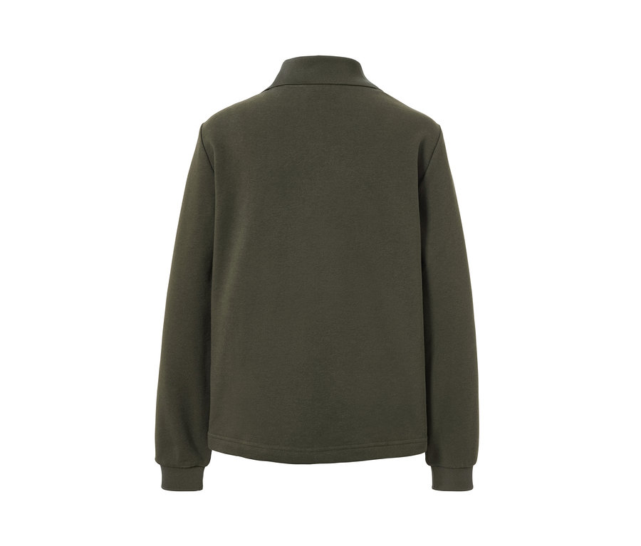 Rückansicht eines Sweatshirts mit Polokragen.