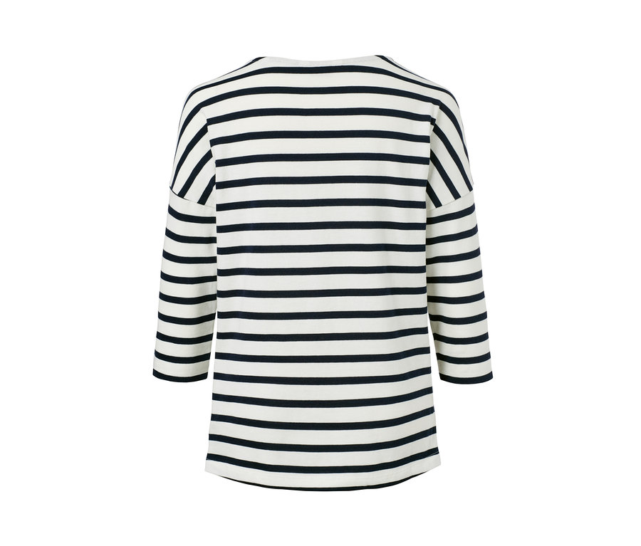 Gestreiftes Shirt mit 3/4-Arm von hinten.