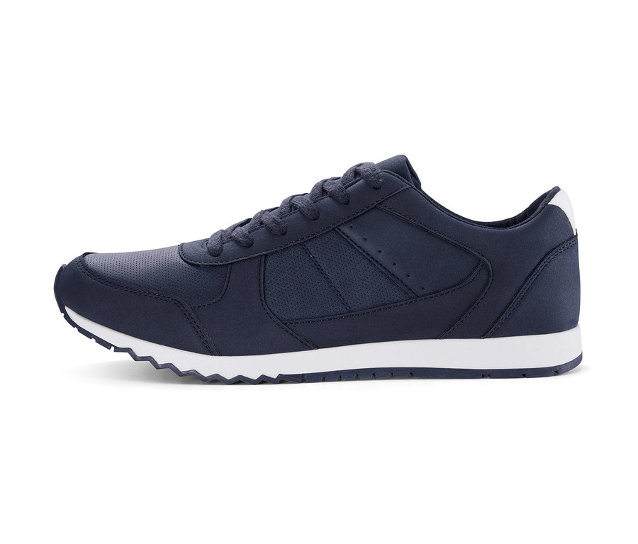 Blauer Sneaker mit weißer Sohle