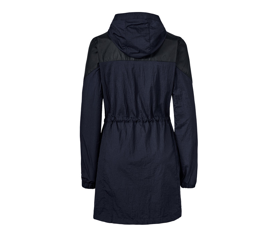 Dunkelblaue Funktionsjacke von hinten.