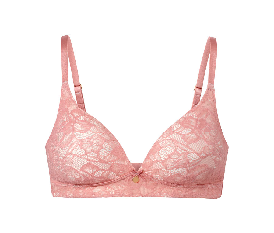 Rosa Premium-Komfort-Soft-BH mit Blumenspitze.