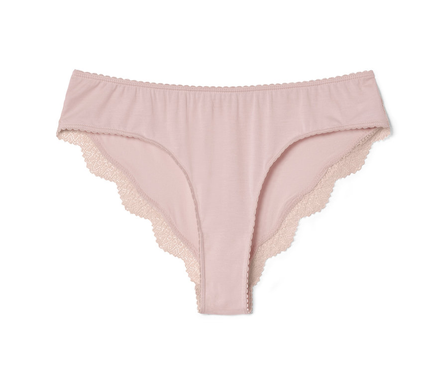 Rosa Slip mit Spitzensaum.