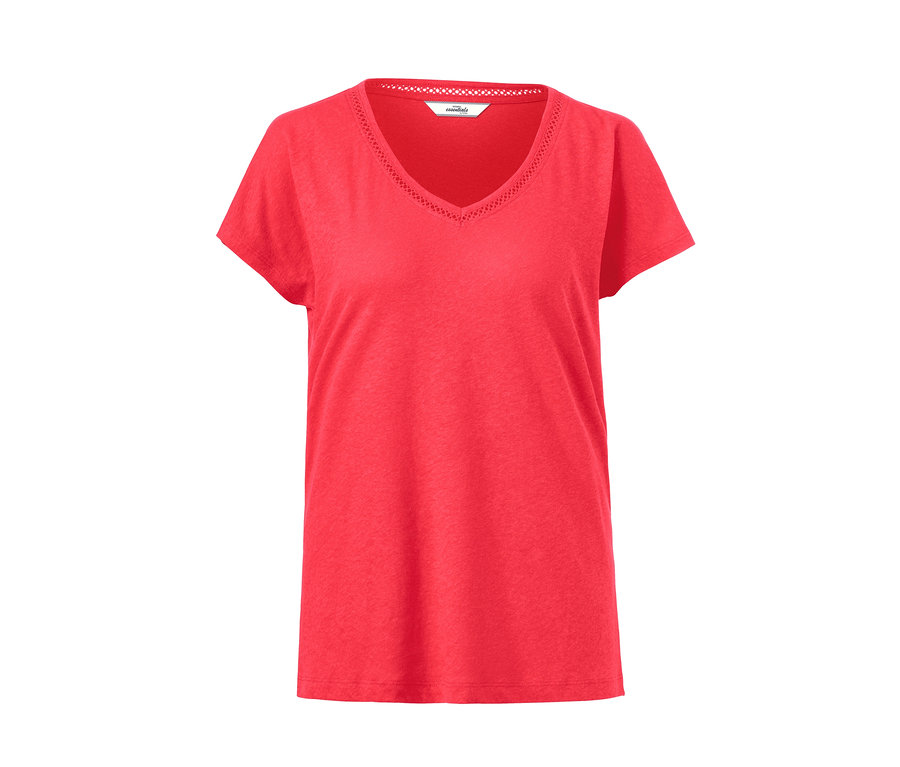 Rotes Shirt aus Leinenmix.