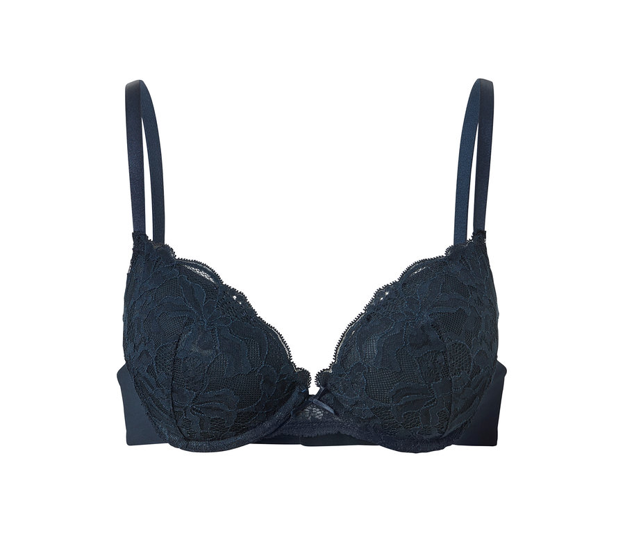 Marineblauer Push-up-BH mit Spitze.