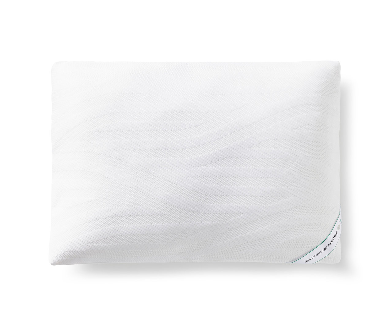 Nahaufnahme eines weißen TEMPUR® Comfort Pureclean Kissens.