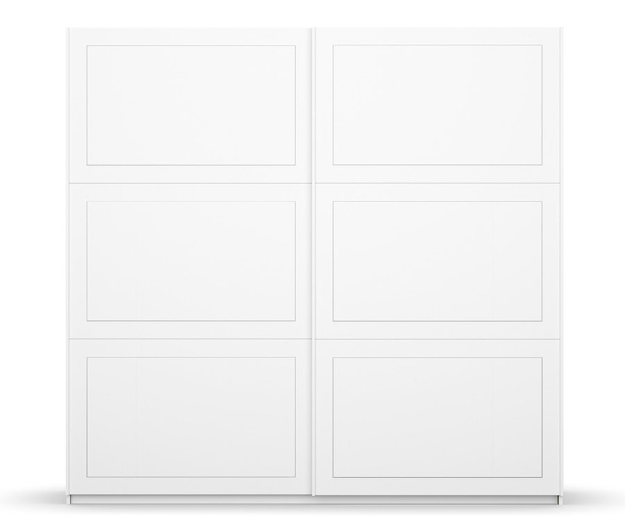 Weißer Schwebetürenschrank »Ruja« mit sechs Türen.