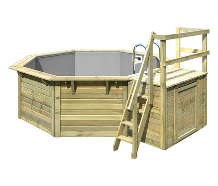 Karibu Gartenpool-Set "Modell 1" inkl. Terrasse, ca. 480 x 400 cm.