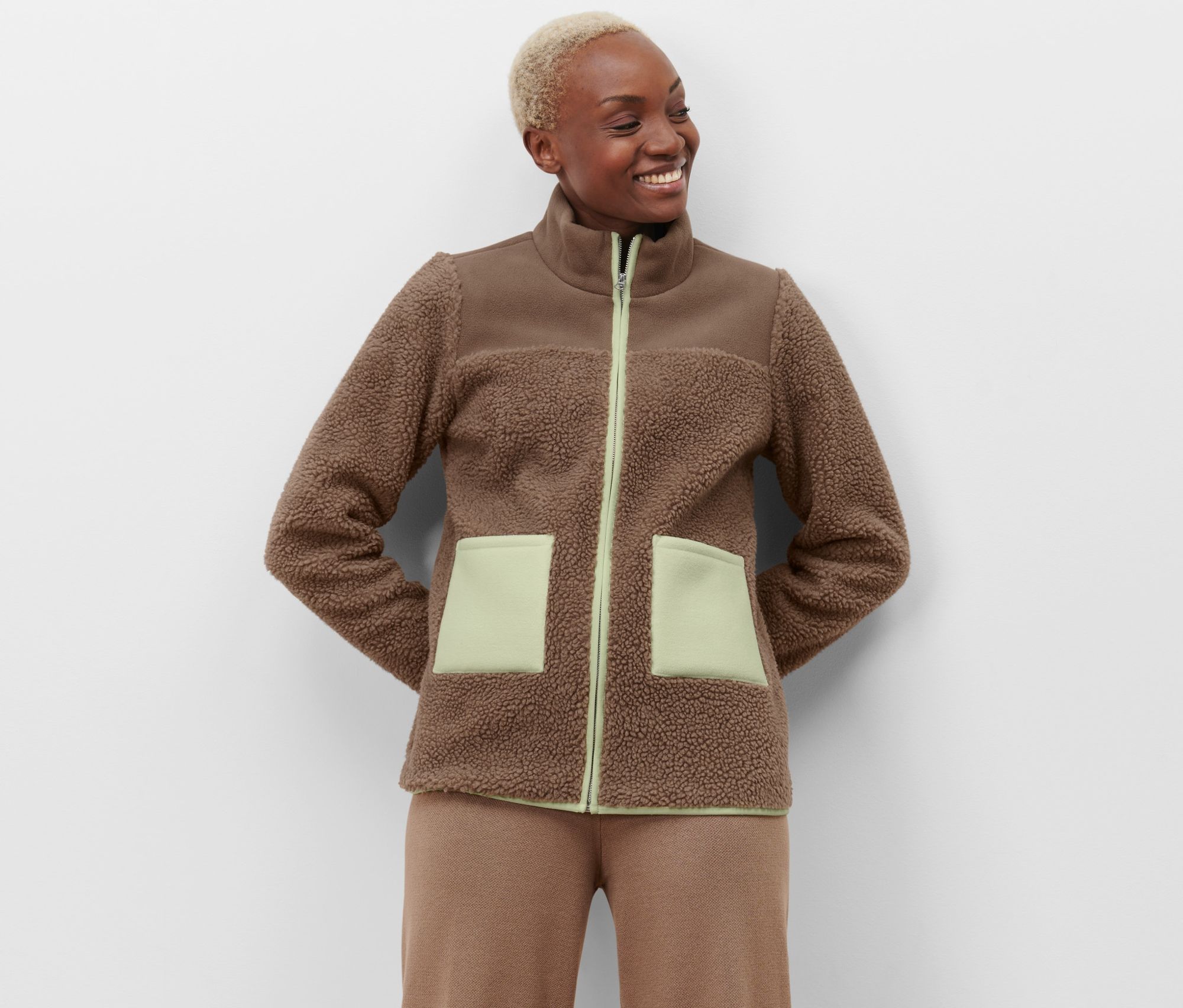 Thumbnail - Tchibo - Teddy-Jacke - Damen - Gr. 40 - hellgrün